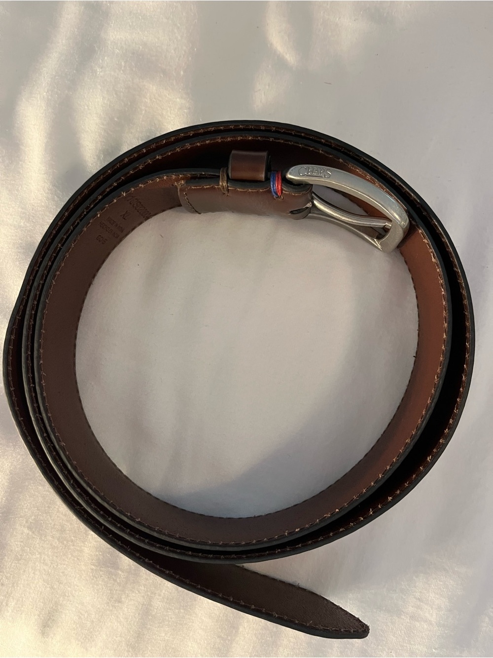 Men's Brown Leather Belt with Silver Buckle